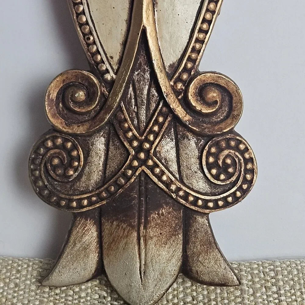 Ornate Wall Cross Fleur De Lis Gothic Gold Bronze Resin Religious Decor 14